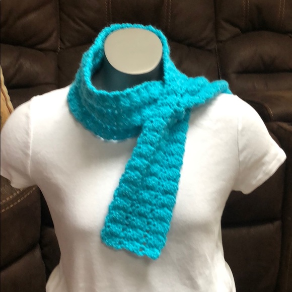 Turquoise neck warmer scarf handmade crochet - Picture 4 of 6